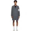 THOM BROWNE THOM BROWNE GREY WOOL LINKS STITCH 4-BAR COAT