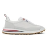 Thom Browne White Low Top Perforated Sneaker With Non-slip Rubber Outsole In 100 White