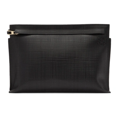 Loewe Textured Leather Pouch In 1100black