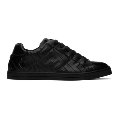 Fendi Men's Allover Ff Low-top Sneakers In Black