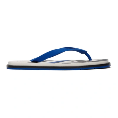 Fendi Navy & White Logo Flip Flops In Blue