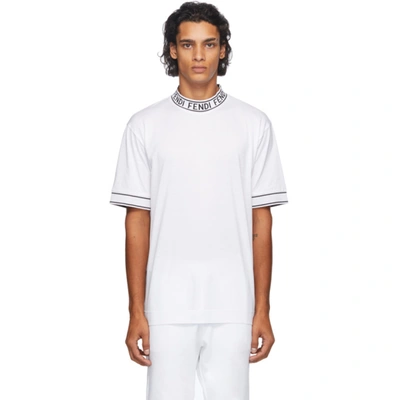 Fendi Logo-jacquard Cotton-jersey T-shirt In White
