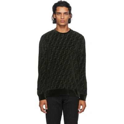 Fendi Logo-detailed Cotton-blend Velour Sweatshirt In F0gz4 Green