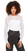 Cushnie Fitted Top With Chiffon Long Sleeve Over In White