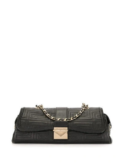 Pre-owned Versace Greek Key Quilt Shoulder Bag In Black