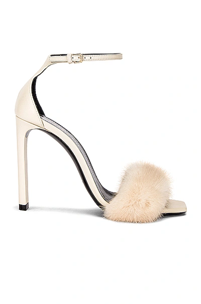 Saint Laurent Bea Ankle Strap Sandals In Pearl & Pearl
