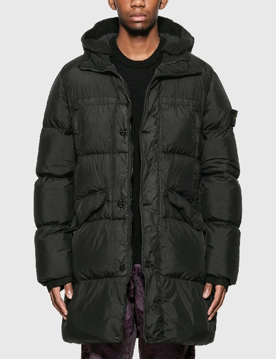 Stone Island Long Puffer Parka In Black