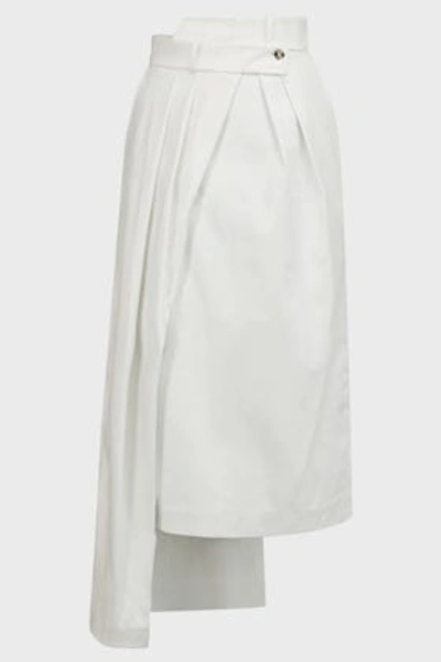 A.w.a.k.e. High-waist Asymmetric Leather Skirt In White