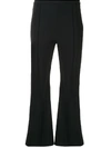 Adam Lippes Cotton Crepe Flared Trousers In Black