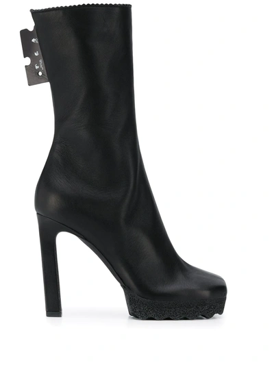 Off-white Logo Patch Ankle Boots In Black