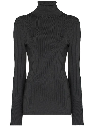 Joseph Turtleneck Ribbed Knit Sweater In Grey