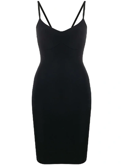 Murmur Base V-neck Midi Dress In Black