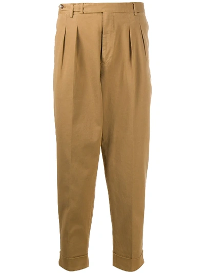 Pt01 Pleat-front Cropped Trousers In Neutrals