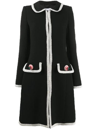 Moschino Contrasting-trim Mid-length Coat In Black