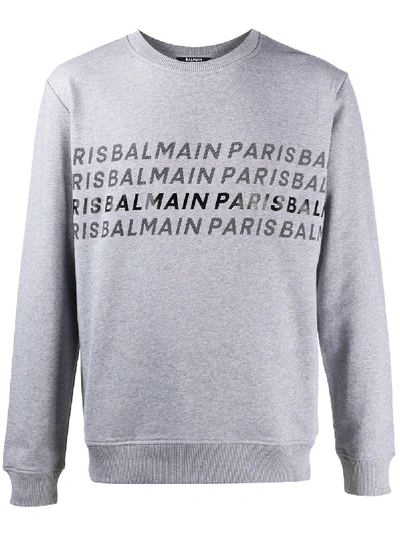 Balmain Logo-print Sweatshirt In Grey