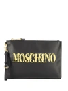 MOSCHINO LOGO PRINT CLUTCH BAG