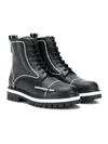 DSQUARED2 LOGO PRINT CONTRAST-DETAIL LACE-UP BOOTS