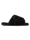 Sorel Women's Go Mail Run Faux Fur Slippers In Black