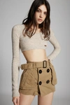Dsquared2 Buttoned Mini Skirt In Khaki