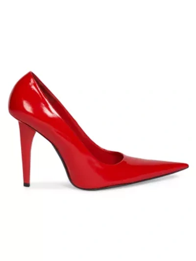 Balenciaga Shark Knife Patent Leather Pumps In Red Masai