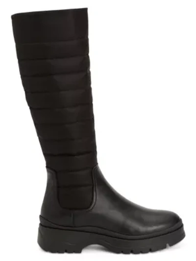 Aquatalia Skyla Quilted Leather & Nylon Tall Boots In Black