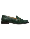 Michael Michael Kors Women's Finley Almond Toe Embossed Leather Loafers In Moss Croc Embossed Leather