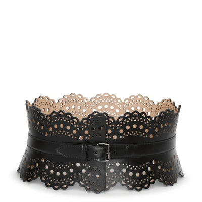 Alaïa Leather Corset Belt In Noir