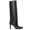 MANOLO BLAHNIK KHOMOBI 90 BLACK LEATHER BOOTS