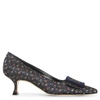 MANOLO BLAHNIK Maysale pump 50 navy floral