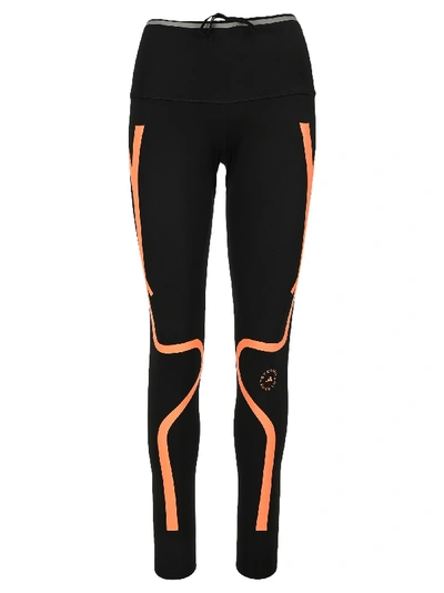 Adidas By Stella Mccartney Two-tone Performance Leggings In Black Orange