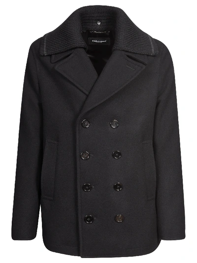 Dolce & Gabbana Double-breasted Pea Coat In Black