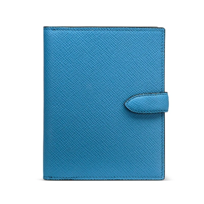 Smythson Panama Pocket Tab Wallet In Azure