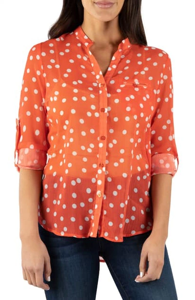 Kut From The Kloth Jasmine Top In Random Dot-orange