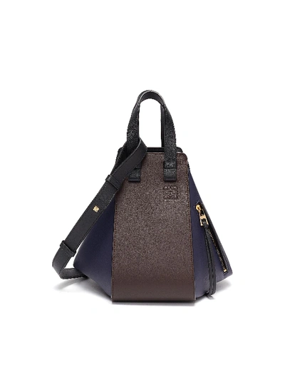 Loewe Small Hammock Leather Top Handle Bag In Chocolate,black