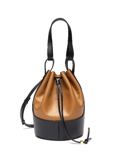 Loewe Balloon Two-tone Leather Shoulder Bag In Oak,black