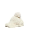 KARL DONOGHUE FOX FUR POM POM LAMBSKIN SHEARLING CAP