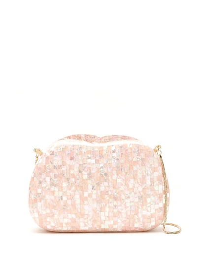 Isla Mother Of Pearl Clutch In Pink