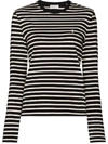 SAINT LAURENT LOGO EMBROIDERED STRIPED TOP