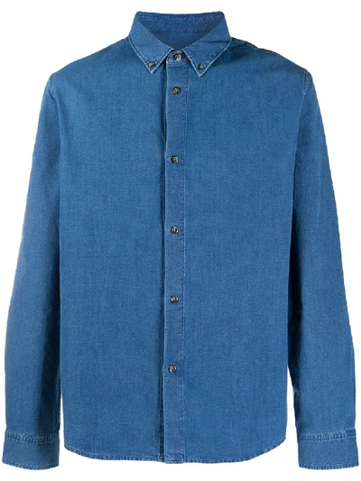 Apc Button Down Shirt - Denim In Blue