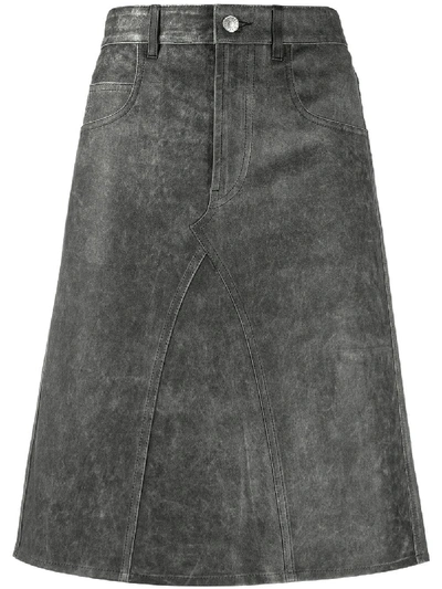 Isabel Marant Étoile Fiali Leather Skirt In Faded Black In Grey