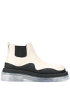 Bottega Veneta Off-white Low 'the Tire' Chelsea Boots In Black