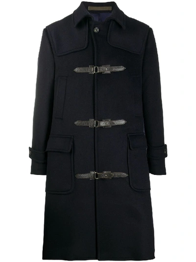 Eleventy Buckle Cashmere Duffle Coat In Blue
