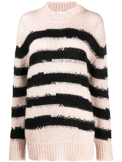 Alysi Long Striped Knit Jumper In Neutrals