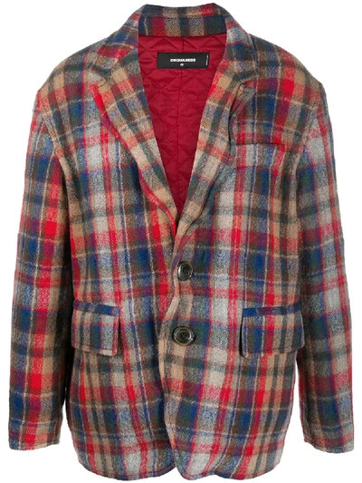 Dsquared2 Check-pattern Oversize Blazer In Red