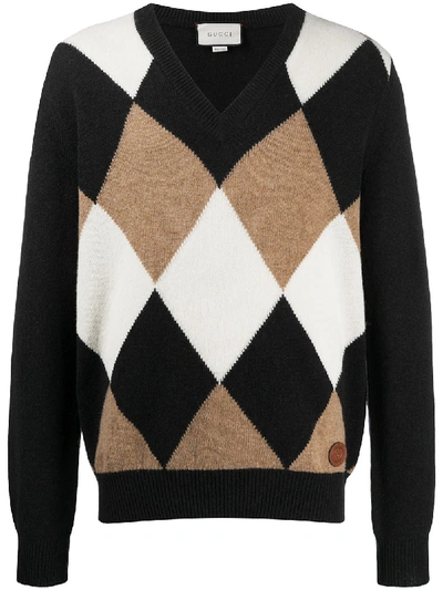 Gucci Intarsia-knit Jumper In Black