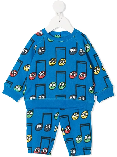 Stella Mccartney Babies' Musical Notes-print Tracksuit In Blue