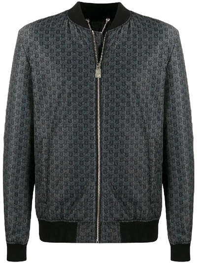 Billionaire Crest-print Bomber Jacket In Black