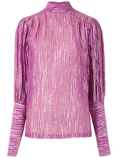 Reinaldo Lourenço Silk Funnel Neck Blouse In Pink