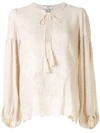 WE ARE KINDRED TIE-NECK JACQUARD BLOUSE