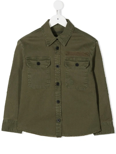 Zadig & Voltaire Kids' 排扣牛仔衬衫 In Green